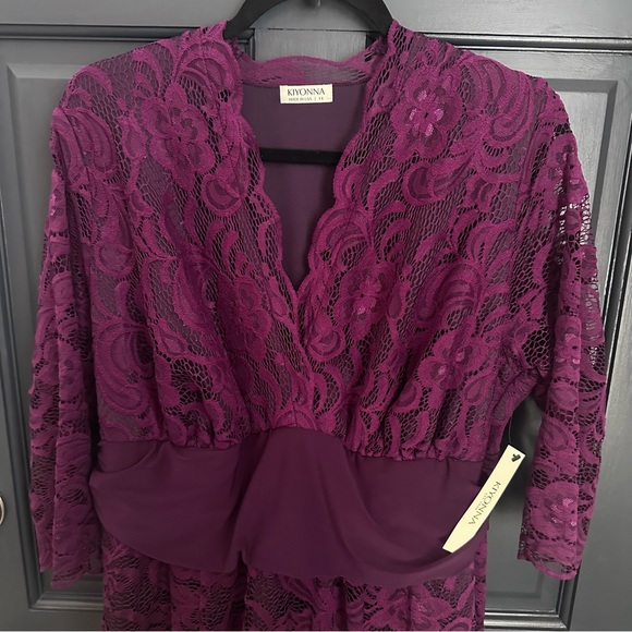 Kiyonna Screen Siren Amethyst Lace Maxi Dress, Size 1X 1XL, Made in USA, MOB - Picture 6 of 9